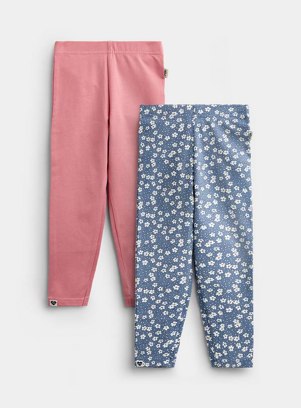 JOJO MAMAN BÉBÉ 2 Pack Ditsy Leggings Light Blue 2-3 Years